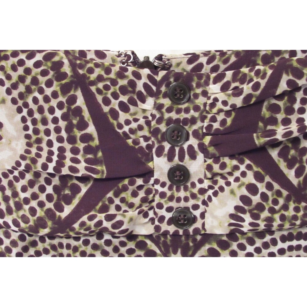 Worthington Brown/Green Midi Button Accent Lined Skirt Geometric Pattern Size 6 - Picture 3 of 4